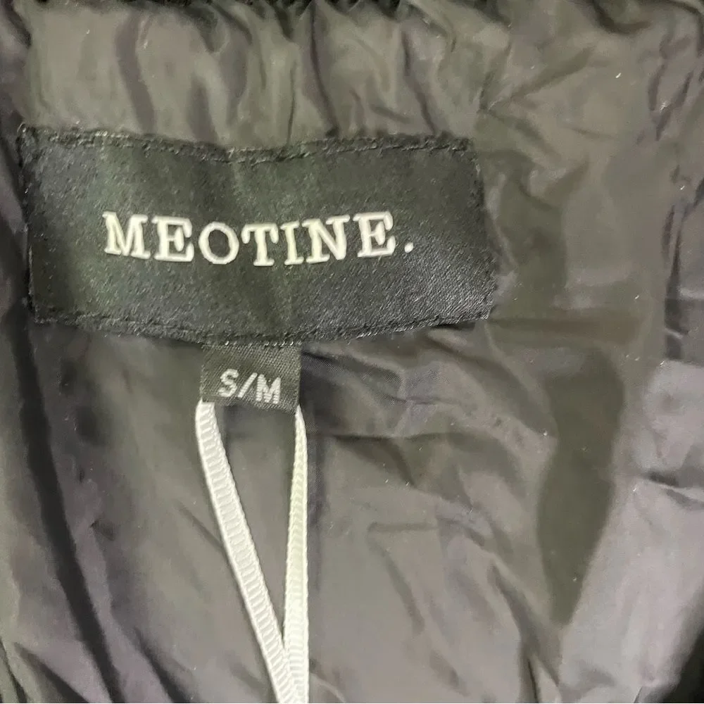 Meotine Sandie Coat Black Long Puffer S/M Down Filled Faux Fur